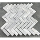 Solto White 1"x3" Herringbone on 12" x 12" Mesh Marble Mosaic Tile
