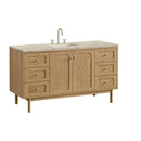 James Martin Laurent 60" Dual Mount Single Bathroom Vanity, Light Natural Oak