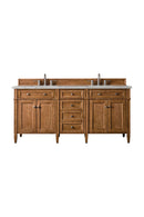 James Martin Brittany 72" Double Bathroom Vanity, Saddle Brown