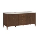 James Martin Myrrin 72" Double Bathroom Vanity, Mid-Century Walnut
