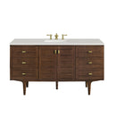 James Martin Amberly 60" Dual Mount Single Bathroom Vanity, Mid-Century Walnut
