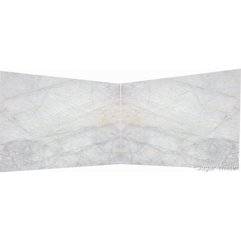 sugar white marble slabs polished 2 bookmatching slabs front view