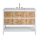 James Martin Olena 48" Single Bathroom Vanity, Polished White and Light Mappa Burl
