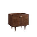 James Martin Amberly 36" Dual Mount Single Bathroom Vanity, Mid-Century Walnut
