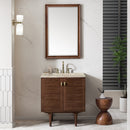 James Martin Amberly 30" Dual Mount Single Bathroom Vanity, Mid-Century Walnut