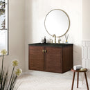 James Martin Amberly 36" Dual Mount Single Bathroom Vanity, Mid-Century Walnut