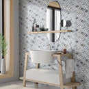 Thassos, Silver Sky Polished Stella Marble Mosaics 9 25/64x7 3/4