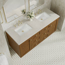James Martin Laurent 60" Dual Mount Double Bathroom Vanity, Honey Oak