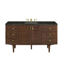 James Martin Amberly 60" Dual Mount Single Bathroom Vanity, Mid-Century Walnut