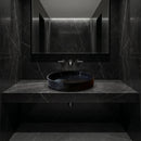 Toros Black Natural Stone Marble Artistic Vessel Sink Polished (D)17.5" (H)6"