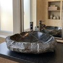 Toros Black Marble Natural Stone Vessel Sink (W)31" (L)23" (H)6"