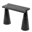 Black Marble Designer Console Table - Polished Cone Shape Legs