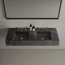 Black Marble 60 Inch Wall Mount Vanity With Double Bathroom Sinks