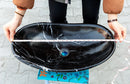 Black Turkish Marble Handcrafted Vessel Bathroom Sink Above Counter Vanity