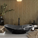 Black Turkish Marble Handcrafted Vessel Bathroom Sink Above Counter Vanity