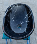 Toros Black Marble Above Vanity Gondola Design Bathroom Sink Polished (W)14" (L)24" (H)7" side angle view