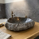 Toros Black Marble Natural Stone Vessel Sink (W)31" (L)23" (H)6"