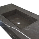 Honed Black Marble Wall Mount Rectangle Bathroom Sink 20 Inch