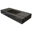 Honed Black Marble Wall Mount Rectangle Bathroom Sink 20 Inch