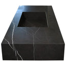 Honed Black Marble Wall Mount Rectangle Bathroom Sink 20 Inch