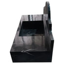 Toros Black Marble Wall-mount Bathroom Sink with Backsplash Polished (W)15" (L)33" (H)6"