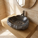 Toros Black Marble Natural Stone Vessel Sink (W)31" (L)23" (H)6"
