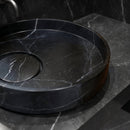 Toros Black Natural Stone Marble Artistic Vessel Sink Polished (D)17.5" (H)6"