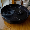 Polished Black Marble Circular Vessel Sink 17.5 Inches Bathroom