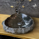 Handcrafted Black Marble Vessel Sink Natural Stone Bathroom Basin