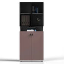 Thurby · Office Cabinet w/ Glass Panel Display Shelves