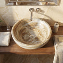 Traonyx Travertine Onyx Natural Stone Vessel Sink (D)16" (H)6"