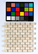 travertine mosaic 1x2 brick 10095992 light tumbled product shot single tile with color checker