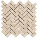 travertine mosaic 1x2 herringbone 15000735 light tumbled product shot one tile