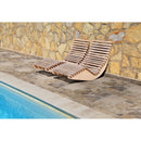 travertine pavers silver pattern tumbled floor tile LPAVTSIL10KITS installed around swimming pool with 2 wooden sun-beds