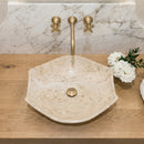 Natural Polished Stone Vessel Travertine Sink  (W)20" (L)12.5" (H)4.5"