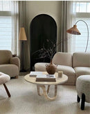 Light Travertine Vein-cut Round Polished Coffee Table 24inch