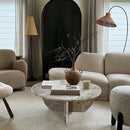 Light Travertine Unfilled Round Polished Coffee Table 27.5in