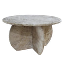 Light Travertine Unfilled Round Polished Coffee Table 27.5in