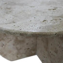 Light Travertine Unfilled Round Polished Coffee Table 27.5in