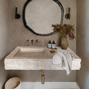 Troia Light Travertine Rustic Rectangular Wall-mount Bathroom Sink (W)16" (L)40" (H)8"