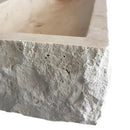 Travertine Beige Rectangular Rustic Wall Mount Bathroom Stone Sink