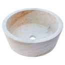 Troia Light Travertine Natural Stone Above Vanity Tapered Bathroom Sink (D)16" (H)6" angle view product shot