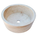Troia Light Travertine Natural Stone Above Vanity Tapered Bathroom Sink (D)16" (H)6" product shot
