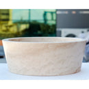 Troia Light Travertine Natural Stone Above Vanity Tapered Bathroom Sink (D)16" (H)6" side view