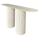 Light Travertine Designer Console Table with Fluted Legs 63 Inches Modern Minimalist