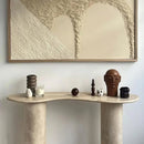 troia light travertine console house entrance W15 L48 H36 installed hallway front view