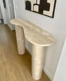 troia light travertine console house entrance W15 L48 H36 installed hallway view