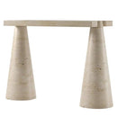 White Travertine Console Table - Polished Finish Cone Legs 15x40