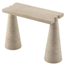 White Travertine Console Table - Polished Finish Cone Legs 15x40