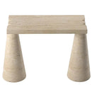 White Travertine Console Table - Polished Finish Cone Legs 15x40